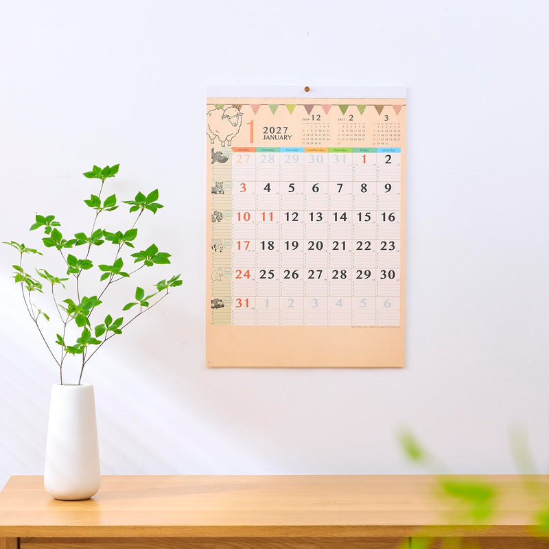 New Japan Calendar 2027 Wall Calendar Animal's Family Calendar NK31