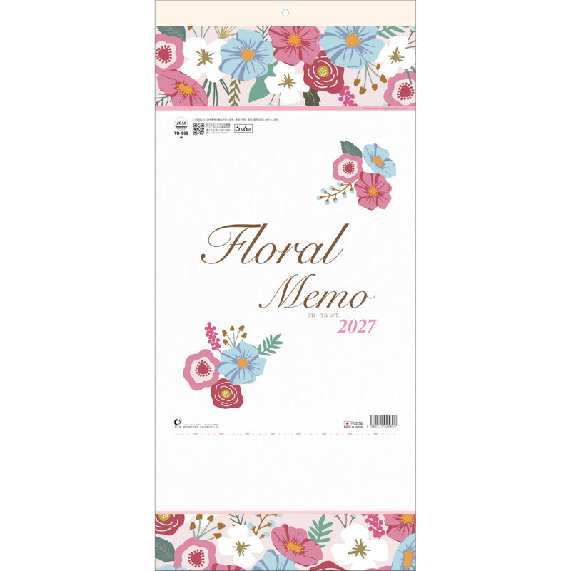 Todan 2027 Wall Calendar Floral Memo 53.1 x 24.2cm TD-968