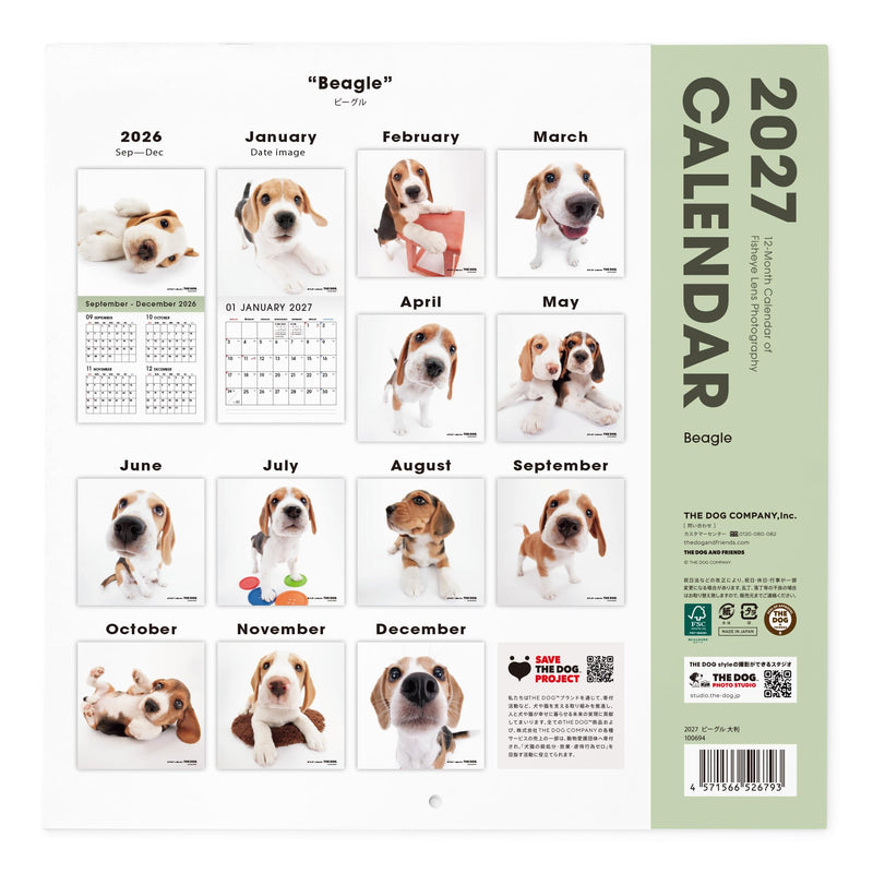 THE DOG 2027 Wall Calendar Large Size [Beagle]