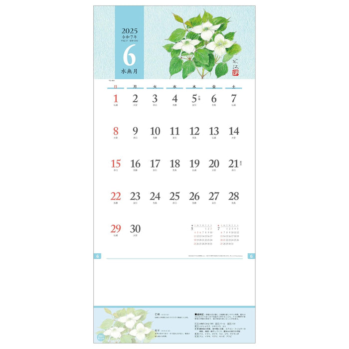 Todan 2025 Wall Calendar Seasonal Flower Calendar 53.1 x 24.2cm TD-969