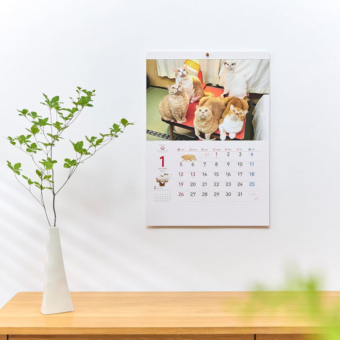 New Japan Calendar 2025 Wall Calendar Life with Cats Mikan to Jirousan Chi NK33