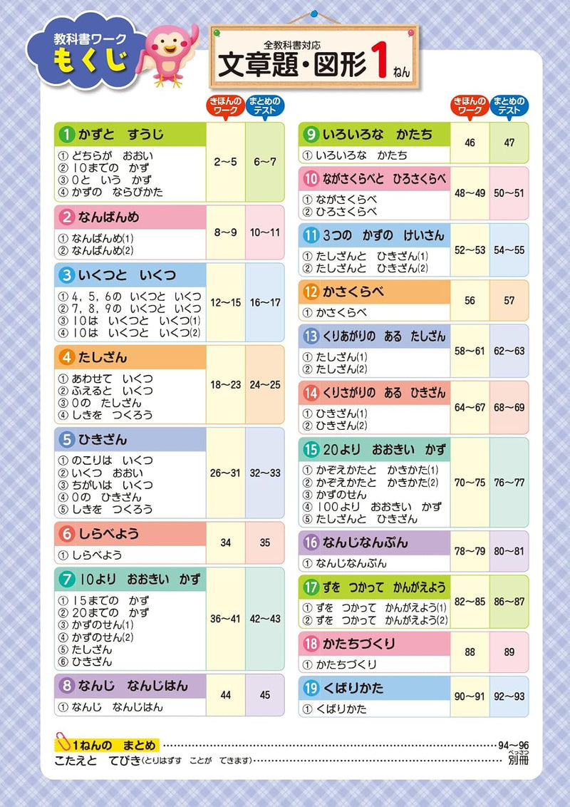 Shougaku Kyoukasho Work Word Problems & Geometry 1st Grade Compatible with All Textbooks