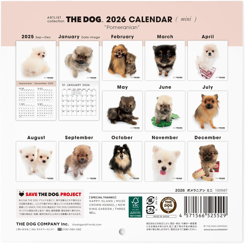 THE DOG 2026 Wall Calendar Mini Size [Pomeranian]