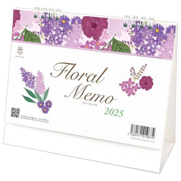 Todan 2025 Desk L Calendar Floral Memo 15.6 x 18cm TD-273