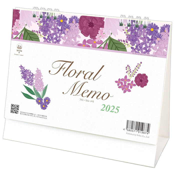 Todan 2025 Desk L Calendar Floral Memo 15.6 x 18cm TD-273