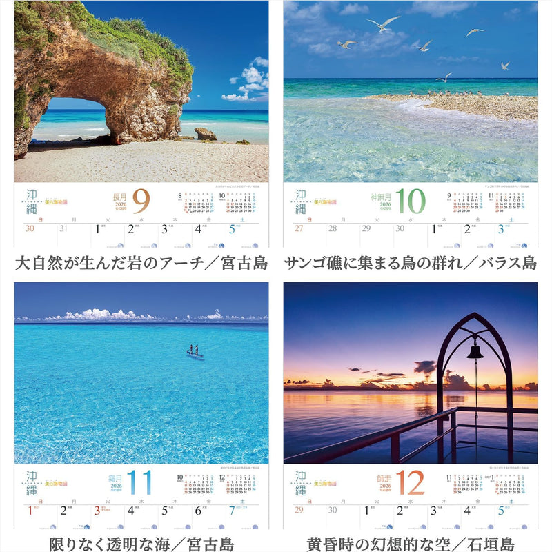 Shashin Koubou Calendar 'Okinawa Churaumi Monogatari' 2026 Wall Calendar (with Transparent Holder)