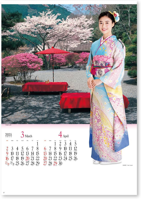 New Japan Calendar 2025 Wall Calendar Miyabi Kimono Star and Garden NK118 610x425mm