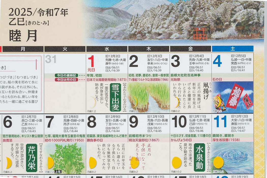 Takahashi 2025 Wall Calendar Saijiki A3 E551