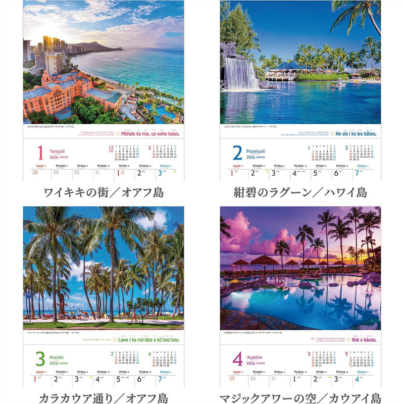 Shashin Koubou Calendar 'HAWAII Aloha Story' 2026 Wall Calendar Small Size 210 x 245