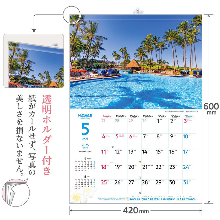 Shashin Koubou 'HAWAII Aloha Story' 2025 Wall Calendar (with Holder) 300 x 420mm