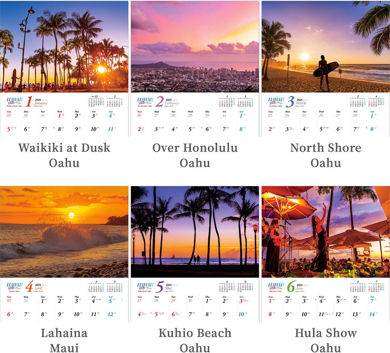 Shashin Koubou HAWAII in the Magic Hour 2025 Wall Calendar (with Holder) 300 x 420mm