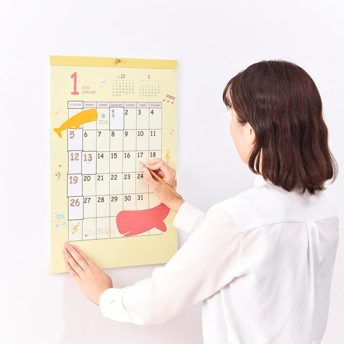 New Japan Calendar 2025 Wall Calendar Good Days Silhouette with Sticker NK77