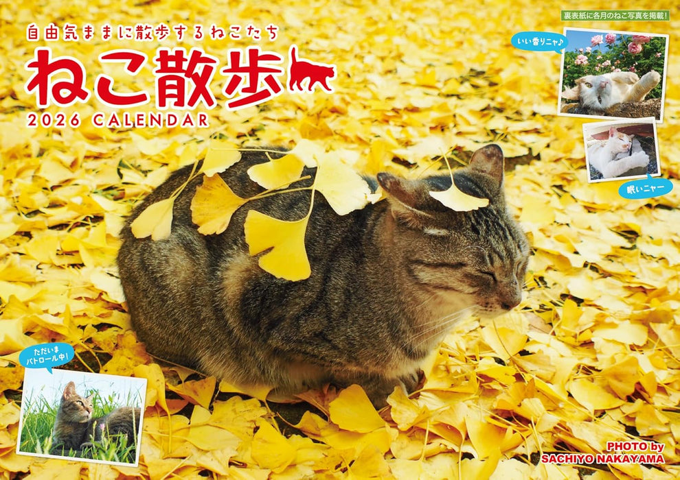 Sachiyo Nakamura Cat Stroll 2026 Wall Calendar