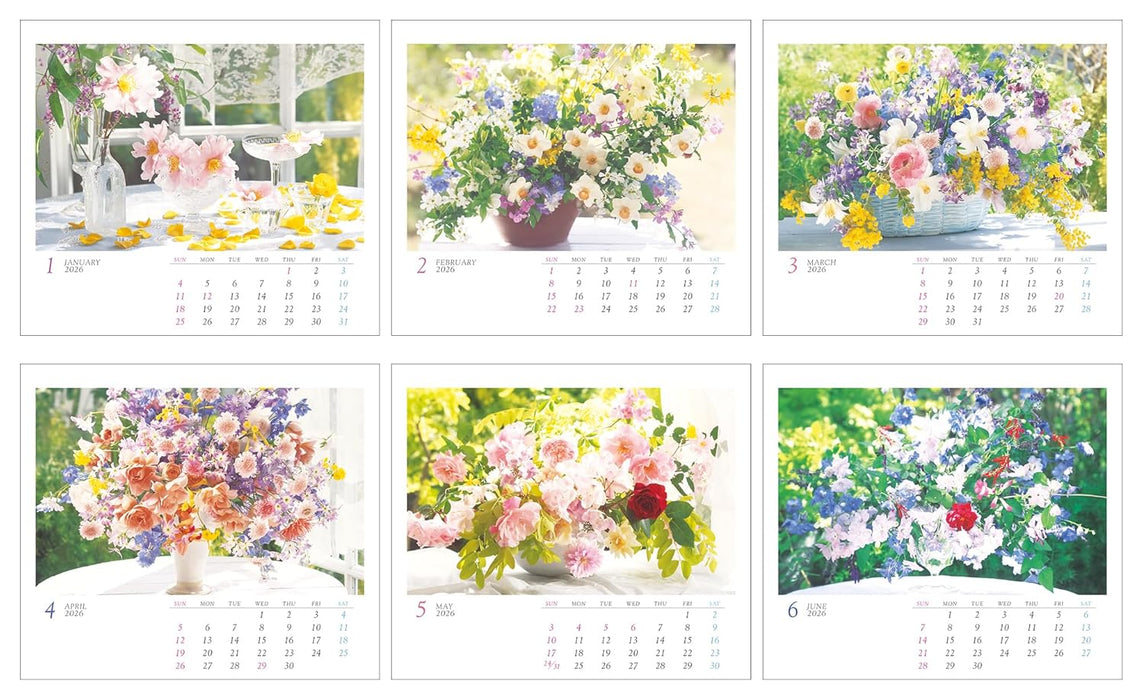 Eijun Takahashi 2026 Mini Flower Calendar (Desk / Wall Calendar)