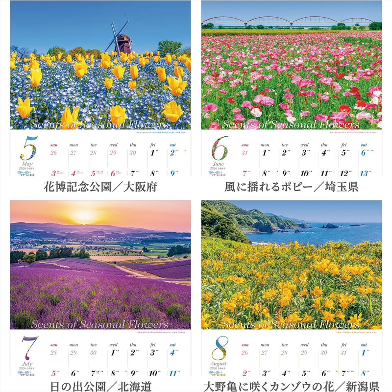 Shashin Koubou Calendar 'Scents of Seasonal Flowers' 2026 Wall Calendar (with Transparent Holder)