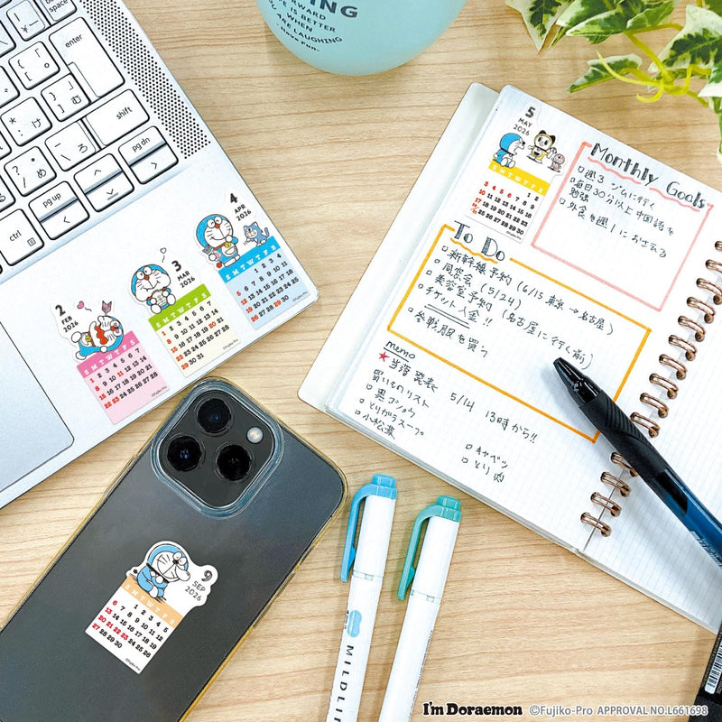 Active Corporation 2026 Calendar I'm Doraemon Sticker Calendar 26ACL-702