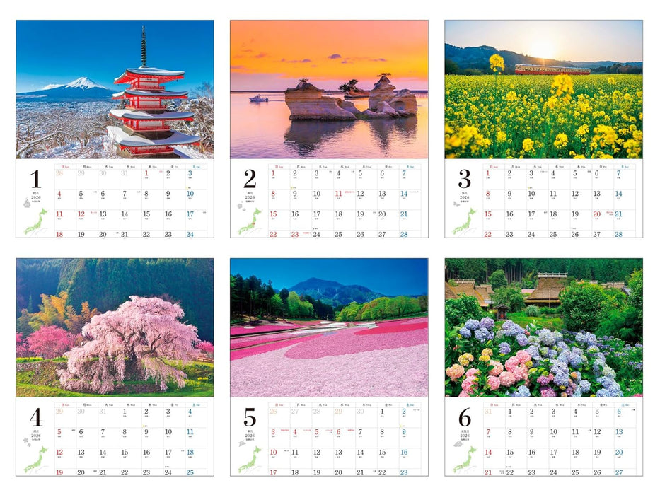 Calendar 2026 Travel Through the Four Seasons Japanese Landscape (Monthly/Wall Calendar) (Impress Calendar 2026)