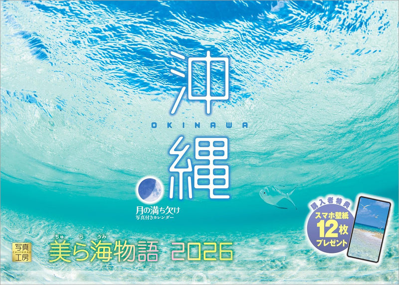 Shashin Koubou Calendar 'Okinawa Churaumi Monogatari' 2026 Wall Calendar (with Transparent Holder)