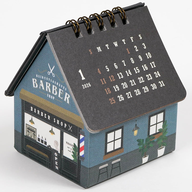 Greeting Life 2026 Desk Calendar House Box Barber Shop C-1730-TK