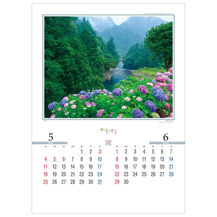 Todan 2025 Wall Calendar The Scenery of the Four Seasons 60.8 x 42.5cm TD-701