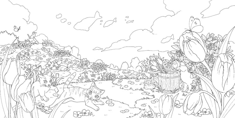 The coloring book - A floral journey of a cat seeking the joyful bell -