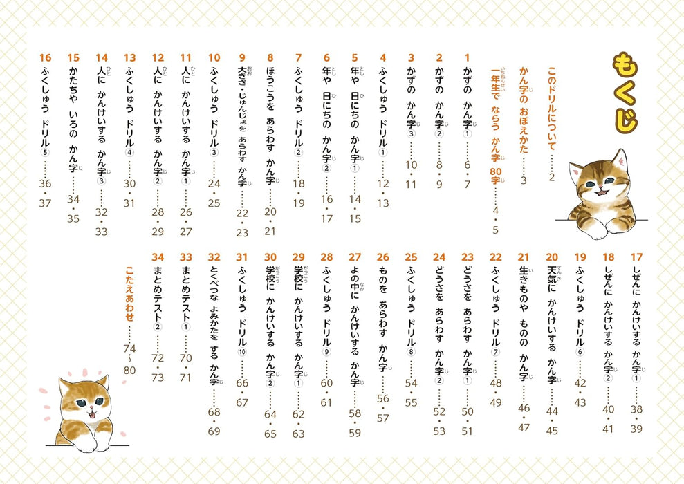 mofusand Learning Drill: Elementary School 1st Grade Kanji