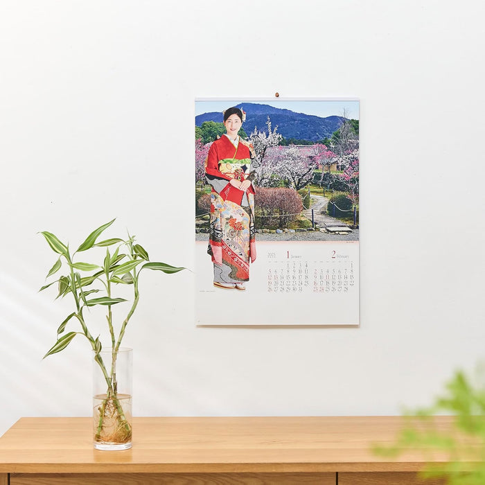 New Japan Calendar 2025 Wall Calendar Miyabi Kimono Star and Garden NK59