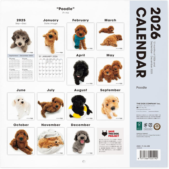 THE DOG 2026 Wall Calendar Large Size [Poodle]
