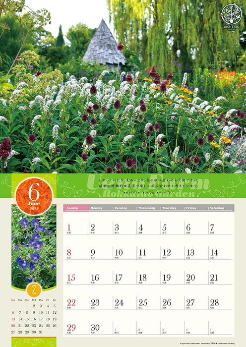 Try-X 2025 Wall Calendar Ueno Farm Hokkaido Garden CL-478 52x36cm