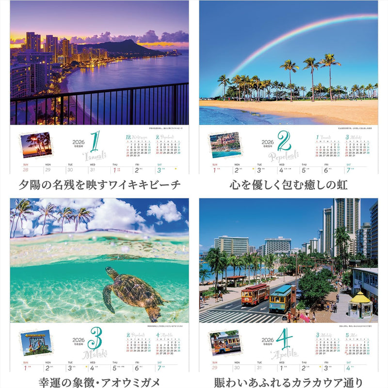 Shashin Koubou Calendar 'Crazy for Hawai!! Holidays in Oahu' 2026 Wall Calendar (with Paper Holder)