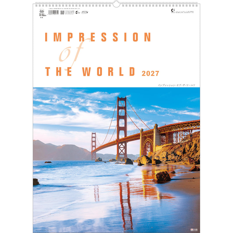 Todan 2027 Wall Calendar Impression of the World 59.8 x 42.5cm TD-30651