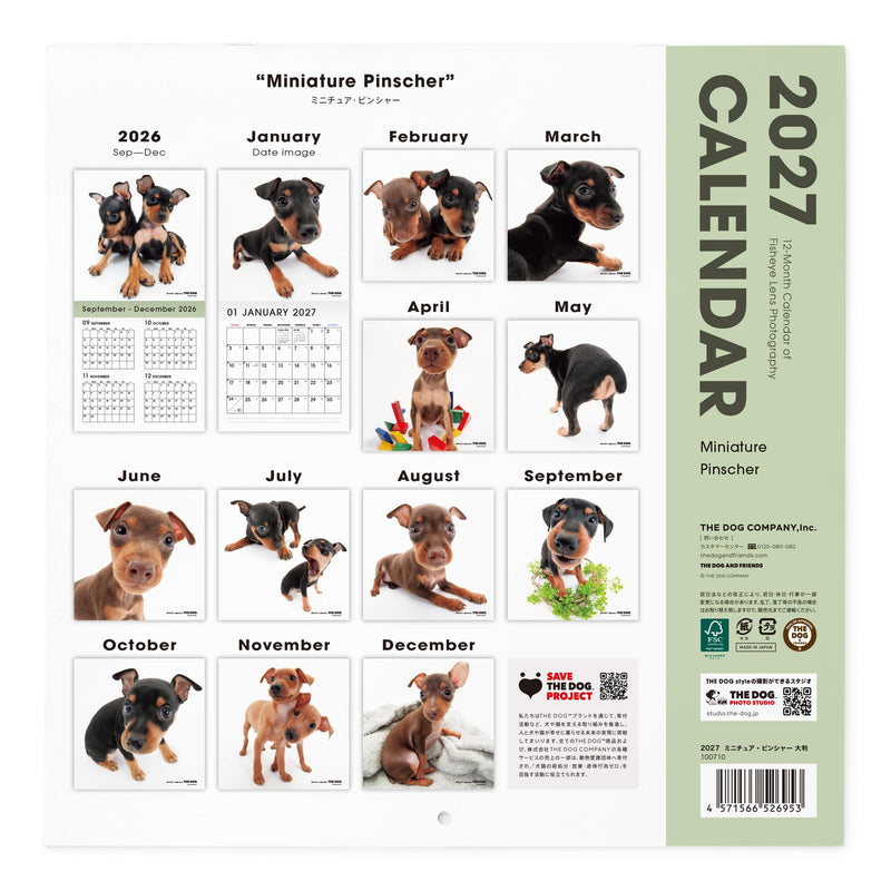 THE DOG 2027 Wall Calendar Large Size [Miniature Pinscher]