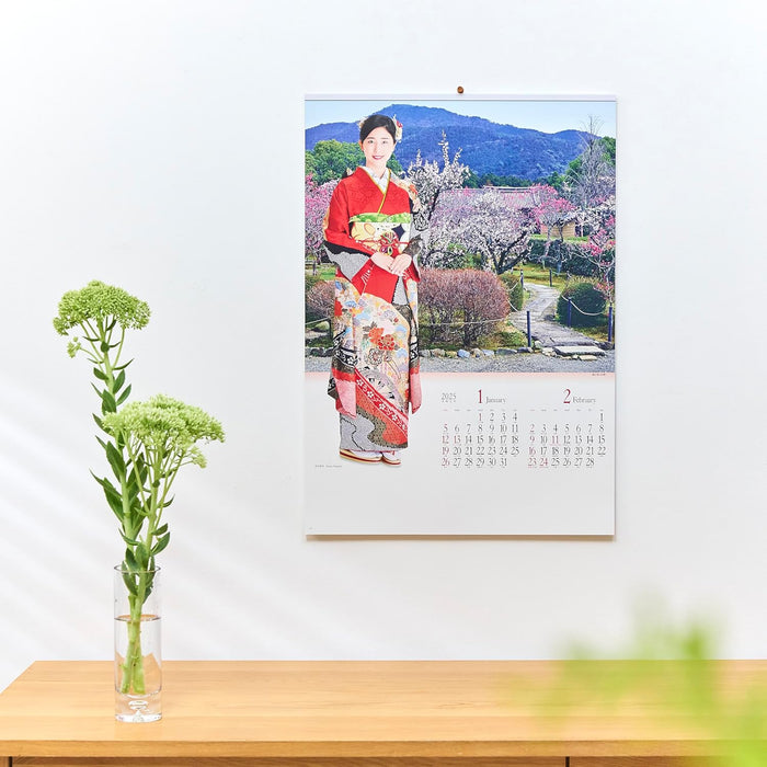 New Japan Calendar 2025 Wall Calendar Miyabi Kimono Star and Garden NK118 610x425mm