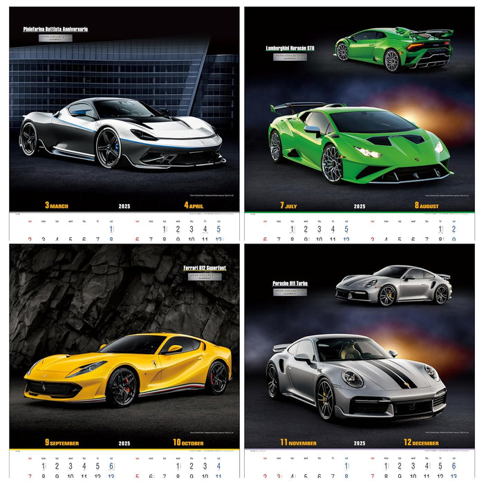 Todan 2025 Wall Calendar Auto Collection 60.8 x 42.5cm TD-769