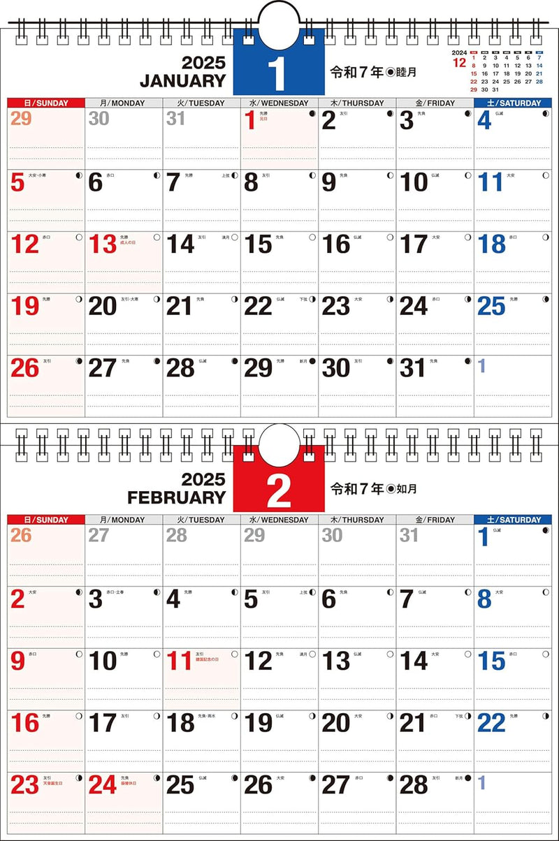 2025 Simple 2-Month Calendar [Double Ring Binding / B4] K16