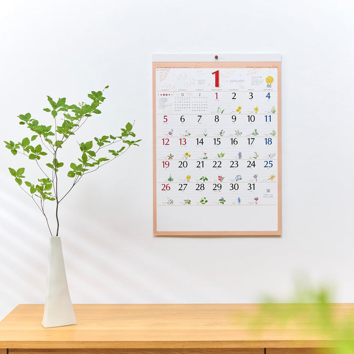 New Japan Calendar 2025 Wall Calendar Flower Diary NK108