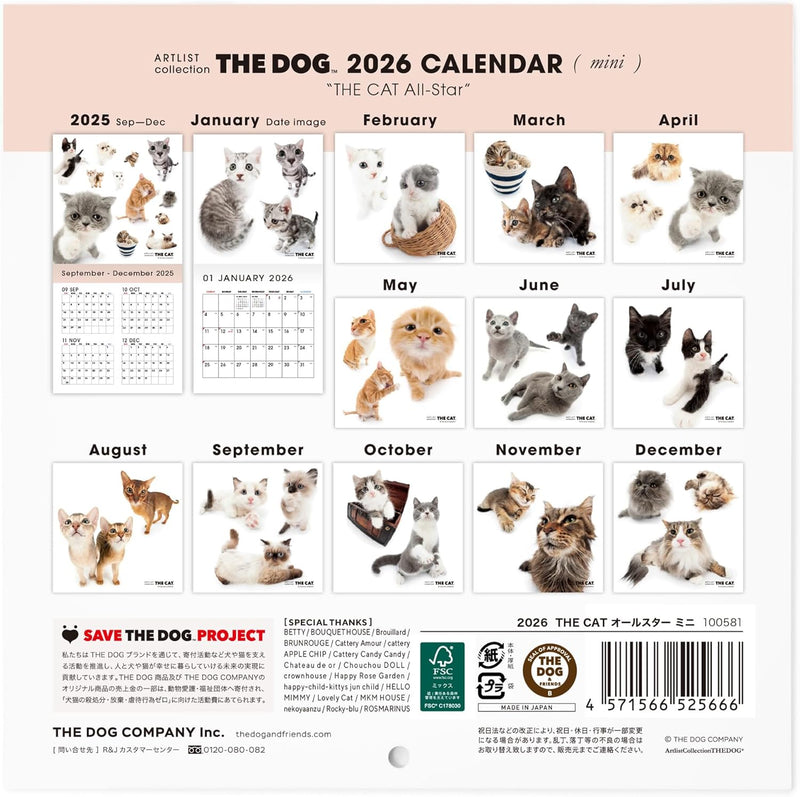 THE CAT 2026 Wall Calendar Mini Size [All Stars]