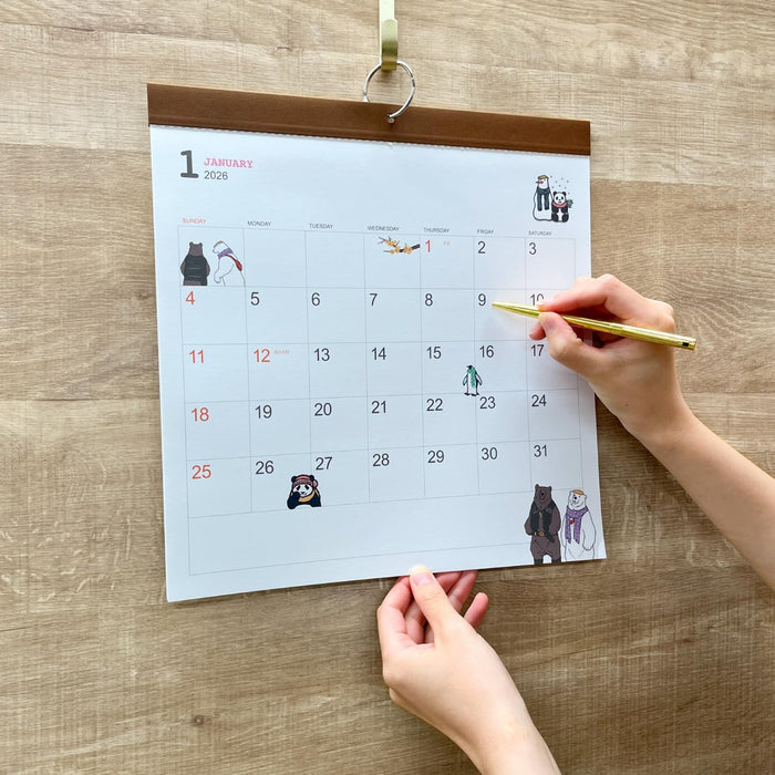 Gakken Sta:Ful 2026 Calendar Polar Bear Cafe (Shirokuma Cafe) Wall Calendar AM14006