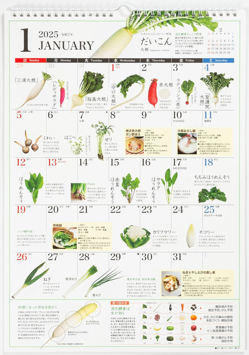 Takahashi 2025 Wall Calendar The Handy Vegetable Guide A3 E561