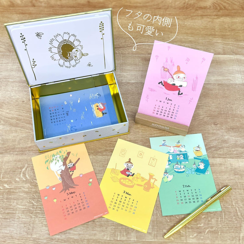 Gakken Sta:Ful 2026 Calendar Moomin Desk Calendar - Book-Shaped Tin with Stand (Little My) M21002