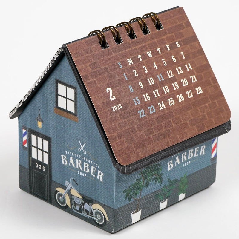 Greeting Life 2026 Desk Calendar House Box Barber Shop C-1730-TK