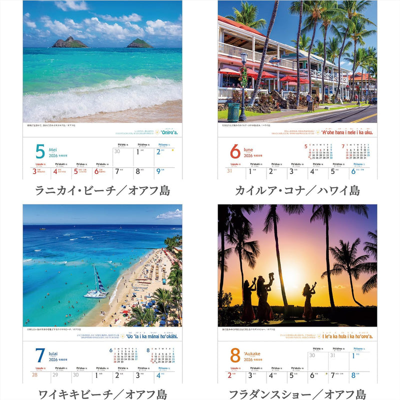 Shashin Koubou Calendar 'HAWAII Aloha Story' 2026 Wall Calendar Small Size 210 x 245