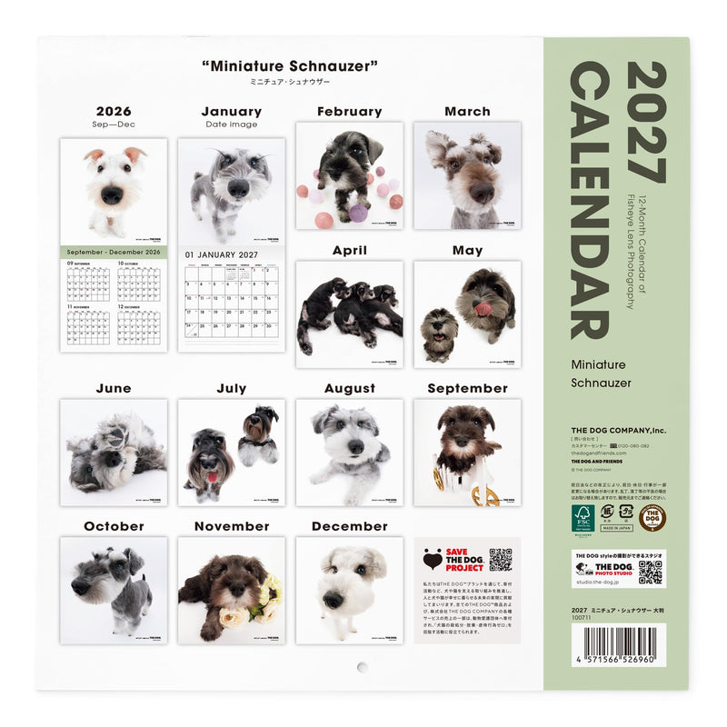 THE DOG 2027 Wall Calendar Large Size [Miniature Schnauzer]