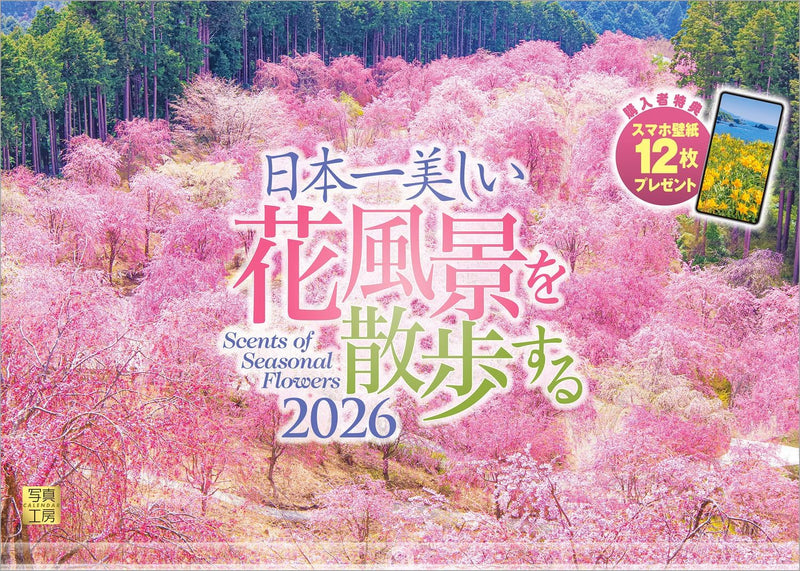 Shashin Koubou Calendar 'Scents of Seasonal Flowers' 2026 Wall Calendar (with Transparent Holder)