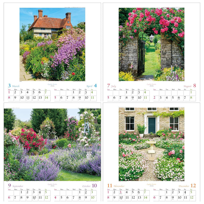 Todan 2026 Wall Calendar English Garden 52.7 x 38cm TD-916
