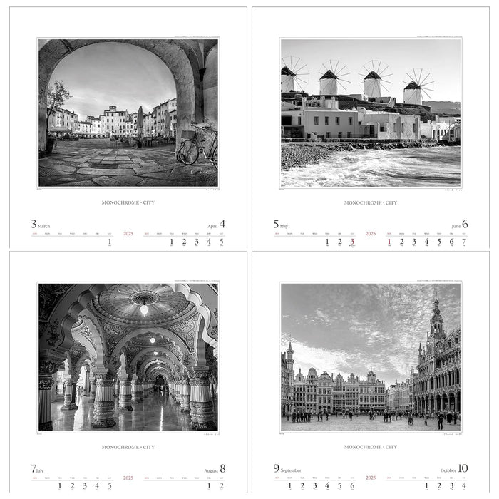 Todan 2025 Wall Calendar Monochrome City 60.8 x 42.5cm TD-710