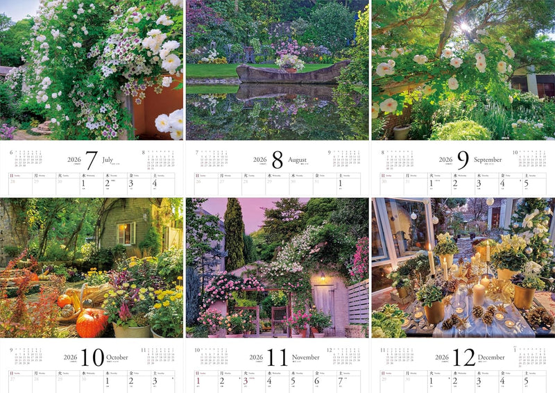 Calendar 2026 Beautiful Gardens of Roses and Wildflowers (Monthly/Wall/Flower) (Yama-Kei Calendar 2026)