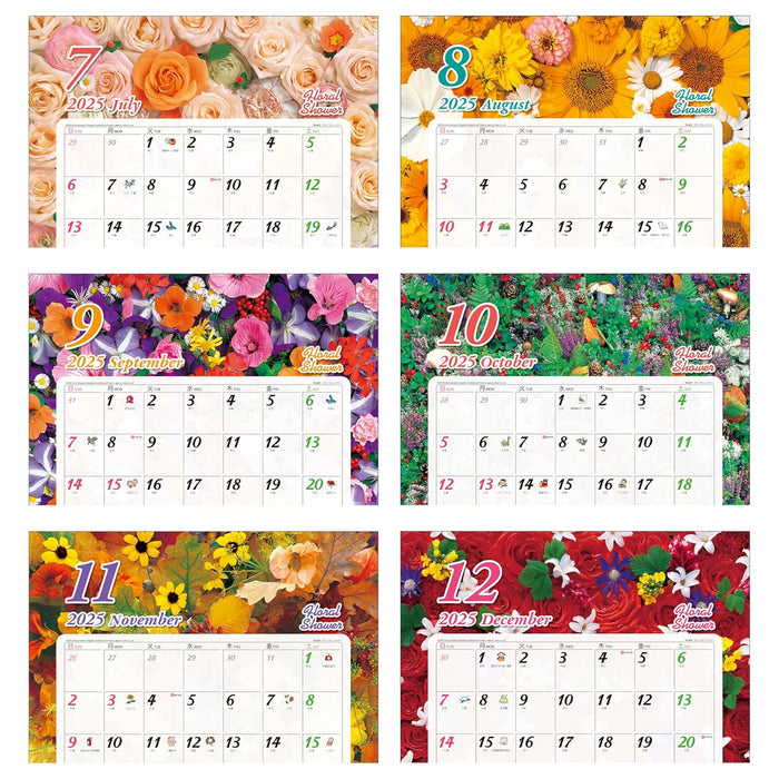 Todan 2025 Wall Calendar Floral Shower 53.5 x 38cm TD-827