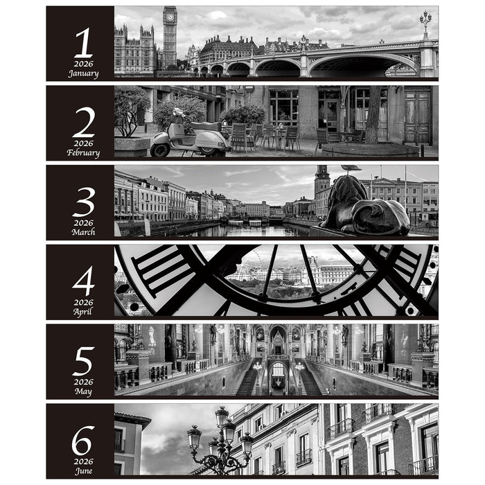 Todan 2026 Desk L Calendar Monochrome City 15.6 x 18cm TD-272