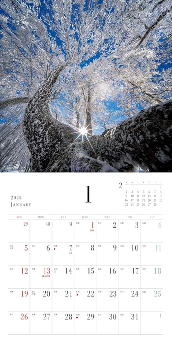 Calendar 2025 Miraculous Views of Japan (Monthly/Wall Calendar) (Yama-kei Calendar 2025)